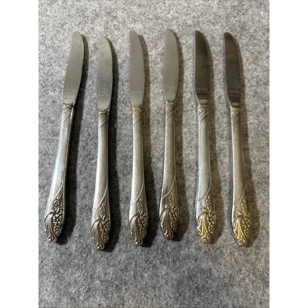 Set Of‎ 10 Vintage Oneida Community Evening Star Silver-Plate Butter Knives